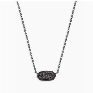 Elisa Pendant Necklace In Black Drusy